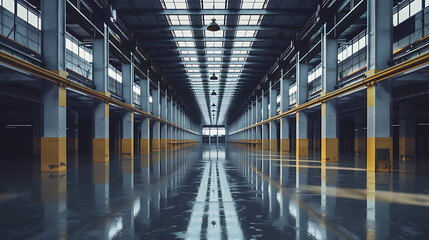 the interior of a spacious, clean, and well-lit industrial warehouse.