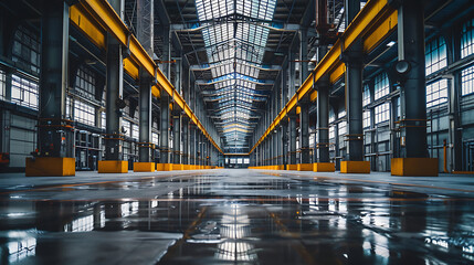 the interior of a spacious, clean, and well-lit industrial warehouse.