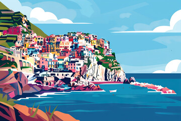 Fototapeta na wymiar Cinque Terre Hiking Adventure: Exploring Colorful Cliffside Villages and Scenic Trails