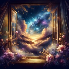 Fantasy Art, mesmerizing night sky scenes that reveal the universe.
 - obrazy, fototapety, plakaty