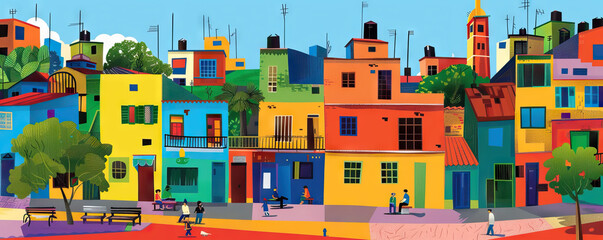 La Boca Neighborhood Exploration: Colorful Caminito Street, Tango Performances, and Art Galleries - obrazy, fototapety, plakaty