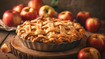 Homemade apple pie with fresh apples. - obrazy, fototapety, plakaty