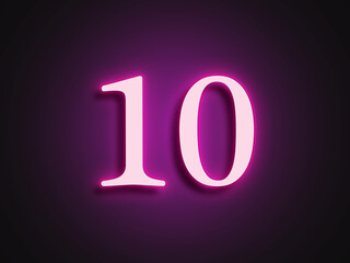 Pink glowing Neon light text effect of number 10.