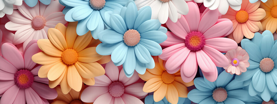 Colorful Floral Composition with Layered Paper Flowers