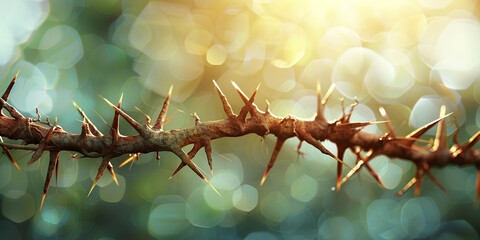 Crown of thorns and nature background  . - obrazy, fototapety, plakaty