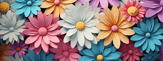 Vibrant 3D Rendered Daisies Background for Bright and Cheerful Themes