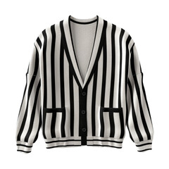 Striped Cardigan isolated on transparent png background. Generative ai