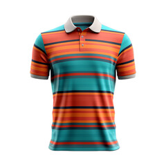 Striped Polo Shirt isolated on transparent png background. Generative ai