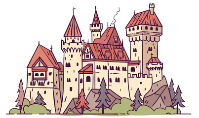 Obraz premium Transylvanian Castle Quest: Exploring Dracula's Castle, Peles Castle, and Bran Castle