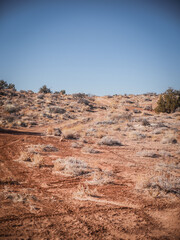 Dirt road through Moab utah desert landscape