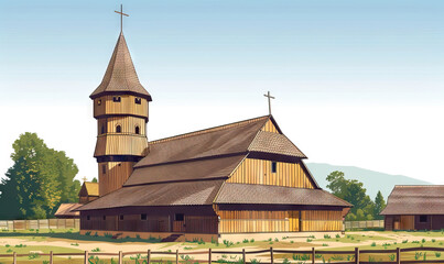 Obraz premium Maramures Wooden Churches: Heritage Sites, Wooden Architecture, and Rural Life