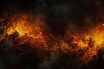 Fire embers particles over black background. Fire sparks background. 3d illustration. - obrazy, fototapety, plakaty