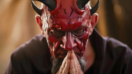 Der Teufel betet zu Gott / Teufel beichtet / Teufel Poster / Glaube Wallpaper / Ai-Ki generation