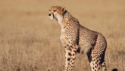 A Cheetah With Its Tail Held High A Sign Of Confi