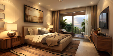 Sleek Minimalistic 3d Render Of A Minimalist Bedroom And Workspace  Backgrounds .