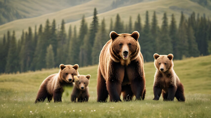 brown bear cub - obrazy, fototapety, plakaty