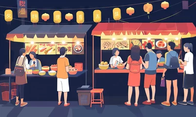 Deurstickers Night Markets of Taiwan: Street Food, Shopping, and Cultural Experiences After Dark © Lila Patel