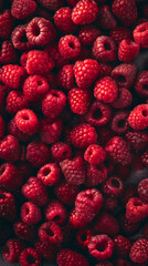 Raspberries fruits background top view angle 