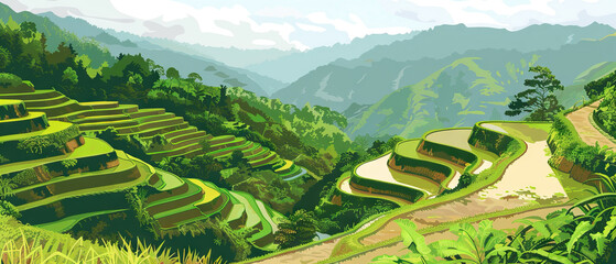 Banaue Rice Terraces Trek: Exploring Ancient Agricultural Marvels in the Cordilleras - obrazy, fototapety, plakaty