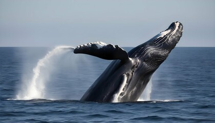 A Right Whale Breaching The Surface In A Graceful