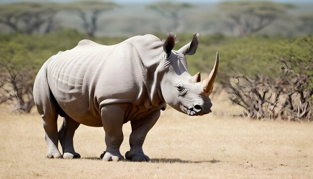 A Rhinoceros In A Safari Landscape