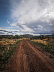 Four wheel drive road in New River Arizona desert in Tonto national Forest at sunset