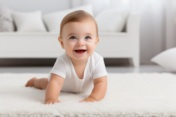 Portrait of a baby on floor at home