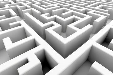 A sprawling white maze filled with numerous smaller mazes creating a complex and intricate network of paths and dead ends