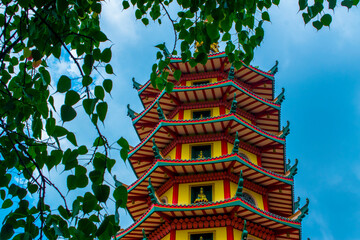 he beautiful of Vihara Buddhagaya Watugong, Pagoda Avalokitesvara located in Semarang, Central...