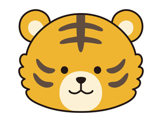 かわいいトラの顔のベクターイラスト。アイコン、動物、虎
