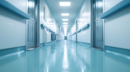 Modern Hospital Corridor: Gateway to Comprehensive Medical Care - obrazy, fototapety, plakaty