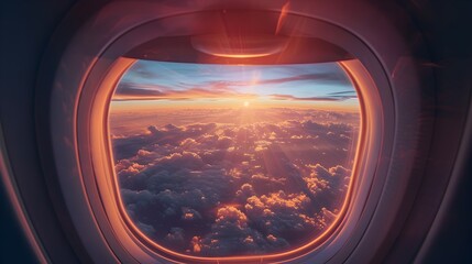 Sunrise Tranquility: Soaring Above Clouds During a Stunning Morning Flight