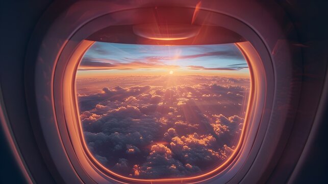 Sunrise Tranquility: Soaring Above Clouds During a Stunning Morning Flight