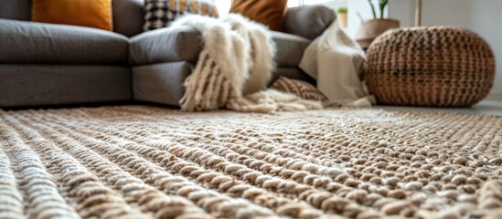 Brown and white carpet in the background