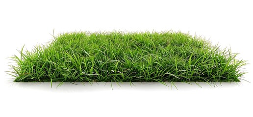 Beautiful green grass field isolated on white background with clipping path, taken from above with...