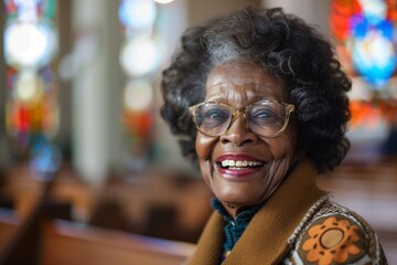 Mature elderly black African American woman smiling at church - 769231506