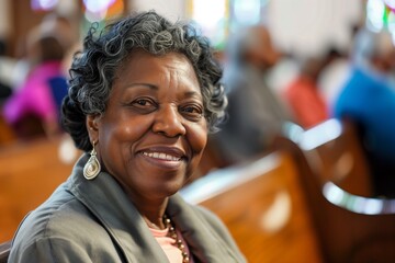 Mature elderly black African American woman smiling at church - 769231508