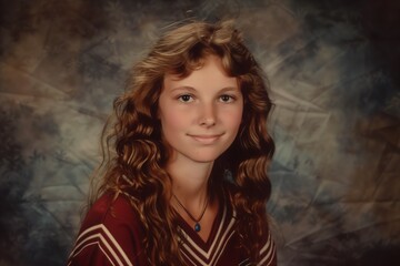 1980s high school yearbook photo of a girl - 769231525