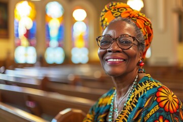 Mature elderly black African American woman smiling at church - 769231537