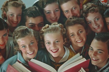 Old photo of high school girls in 1950s - 769231550
