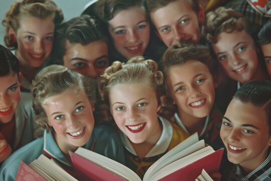 Old photo of high school girls in 1950s