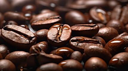 roasted coffee beans close-up, can be used as a background