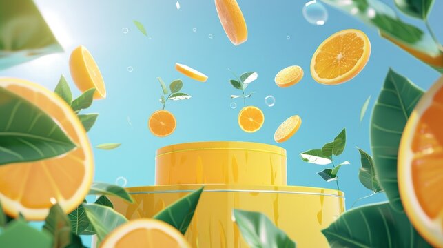 Fresh Citrus Explosion in Sunny Sky