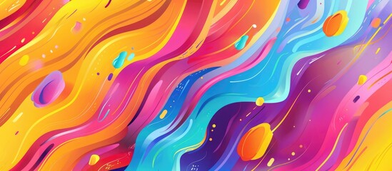 Obraz premium Stylish banner with vibrant stripes and flowing shapes on colorful background.