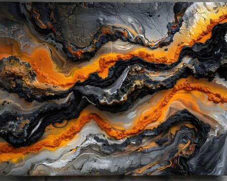Volcanic Abstract Art Fusing Lava and Stone Textures