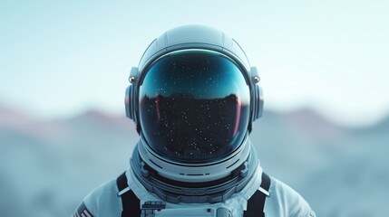 Portrait of futuristic astronaut in space suit on white background. - obrazy, fototapety, plakaty