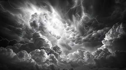 Dramatic Thunderstorm Cloudscape with Intense Lightning - obrazy, fototapety, plakaty