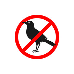 No bird allowed sign flat style isolated on white background. Vector illustration