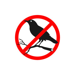 No bird allowed sign flat style isolated on white background. Vector illustration