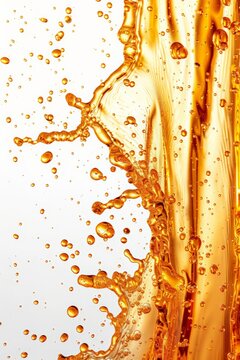 Olive or engine oil splash cosmetic serum liquid isolated on white background 